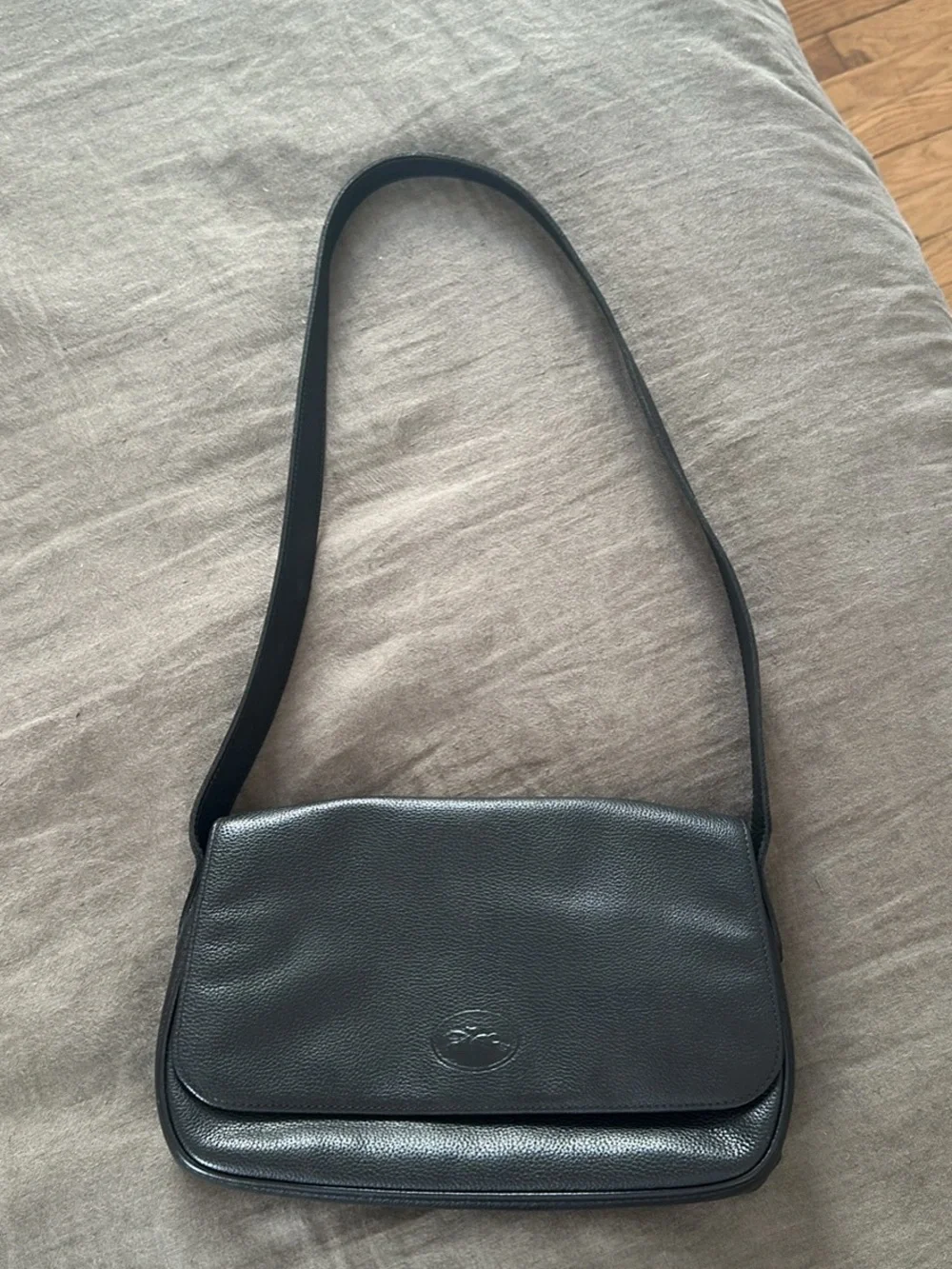 Longchamp Black Leather Shoulder Bag